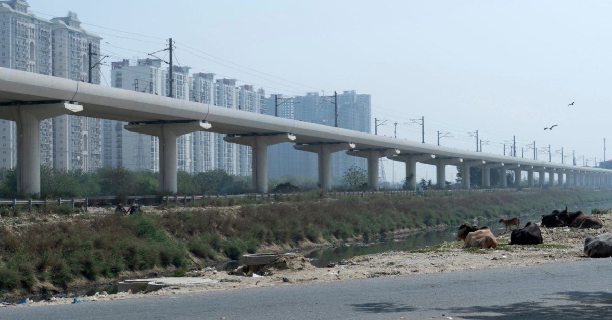 Shot of the Noida Metro Bridge in Sector 76